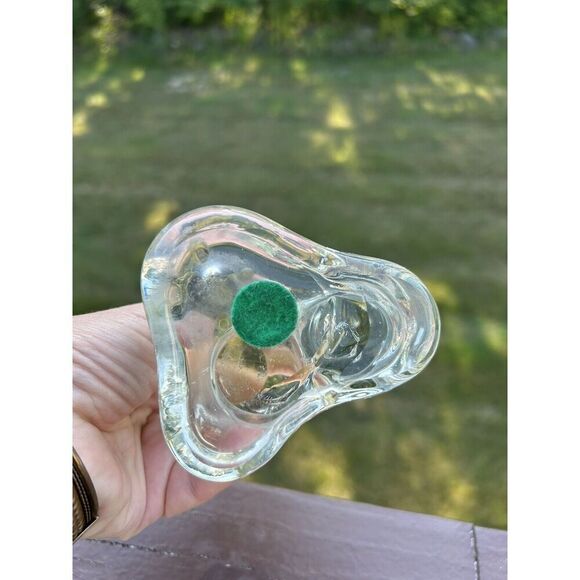 Vintage Double Mushroom Heavy Paperweight,  Clear Glass And Turtle Statute - Picture 3 of 7